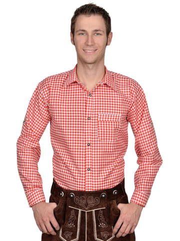 Edelnice Trachtenhemd in Rot/ Weiß