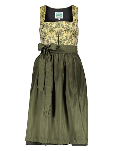 Turi Landhaus Dirndl in Dunkelgrün/ Gelb