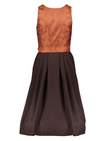 Turi Landhaus Dirndl in Braun/ Orange