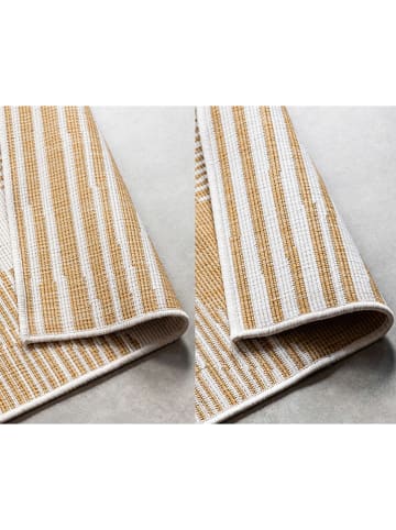 Elle Decoration Dywan zewnętrzny "Gemini" w kolorze musztardowo-białym