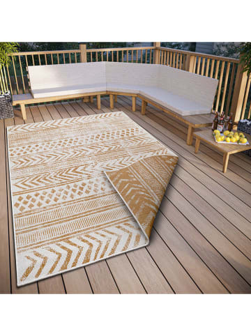NORTHRUGS Omkeerbaar outdoortapijt "Biri" okergeel/crème