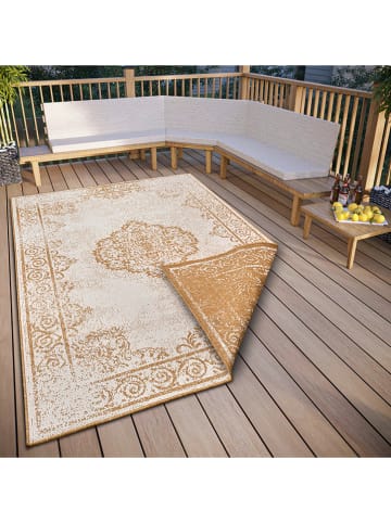 NORTHRUGS Omkeerbaar outdoortapijt "Cebu" okergeel/crème