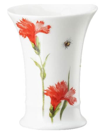 Hutschenreuther Vase "Pfingstnelke" in Rot/ Weiß - (H)9 x Ø 8 cm