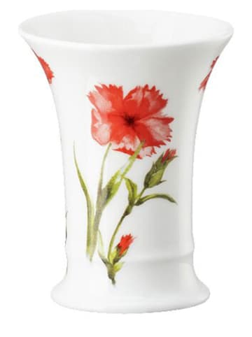 Hutschenreuther Vase "Pfingstnelke" in Rot/ Weiß - (H)9 x Ø 8 cm