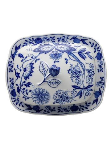 Hutschenreuther Butterdose in Blau/ Weiß - (B)18,6 x (H)8,9 x (T)15,3 cm