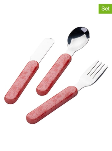Fackelmann 3-częściowy zestaw sztućców dziecięcych "Mermaids" w kolorze czerwonym