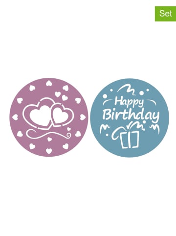 Zenker Szablony (2 szt.) w kolorze jasnoróżowo-niebieskim do ciast - Ø 25,5 cm