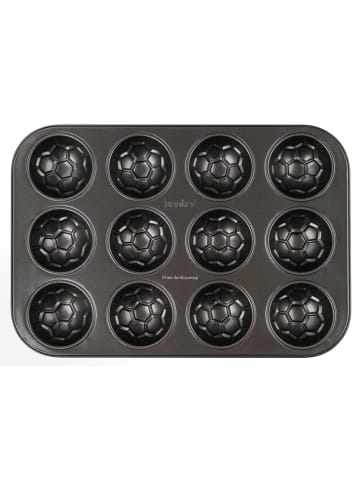 Zenker Blacha w kolorze antracytowym na muffinki z motywem piłki nożnej