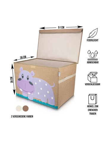 Lifeney Aufbewahrungsbox "Hippo" in Hellbraun/ Lila - (B)51 x (H)36 x (T)36 cm