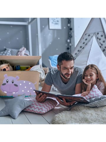 Lifeney Aufbewahrungsbox "Hippo" in Hellbraun/ Lila - (B)51 x (H)36 x (T)36 cm