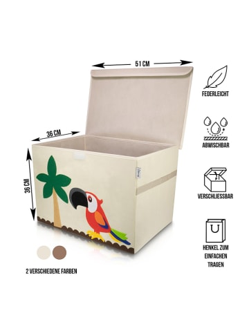 Lifeney Aufbewahrungsbox "Papagei" in Beige/ Bunt - (B)51 x (H)36 x (T)36 cm