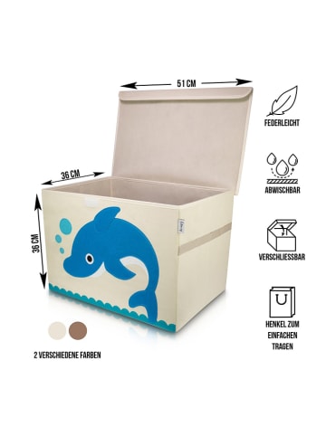 Lifeney Pudełko "Dolphin" w kolorze beżowo-niebieskim - 51 x 36 x 36 cm