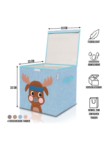 Lifeney Pudełko "Deer" w kolorze błękitno-brązowym - 33 x 33 x 33 cm
