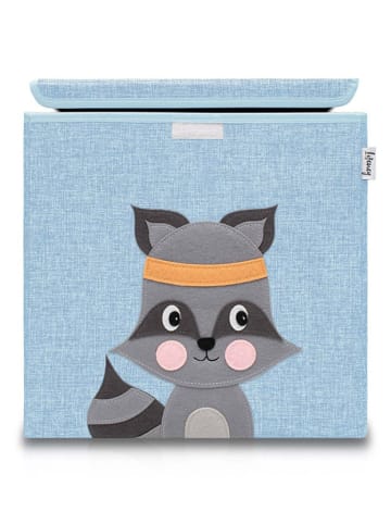 Lifeney Aufbewahrungsbox "Waschbär" in Hellblau/ Grau - (B)33 x (H)33 x (T)33 cm