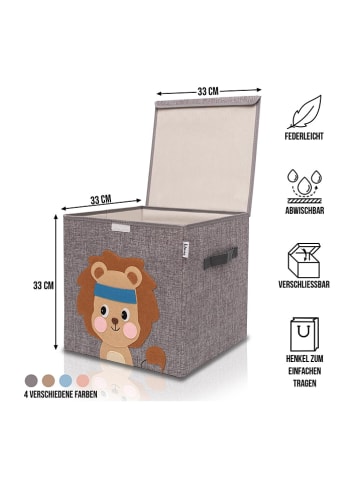 Lifeney Pudełko "Lion" w kolorze szaro-beżowym - 33 x 33 x 33 cm