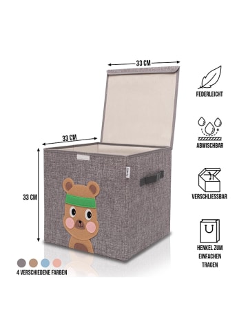 Lifeney Aufbewahrungsbox "Bär" in Grau/ Hellbraun - (B)33 x (H)33 x (T)33 cm