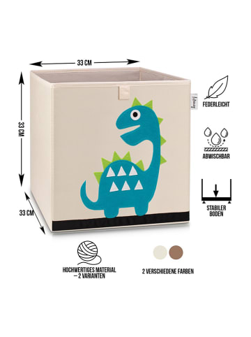Lifeney Aufbewahrungsbox "Dino" in Beige/ Türkis - (B)33 x (H)33 x (T)33 cm