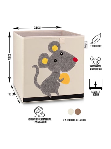 Lifeney Pudełko "Mouse" w kolorze beżowo-szarym - 33 x 33 x 33 cm