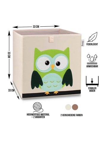 Lifeney Pudełko "Owl" w kolorze beżowo-zielonym - 33 x 33 x 33 cm