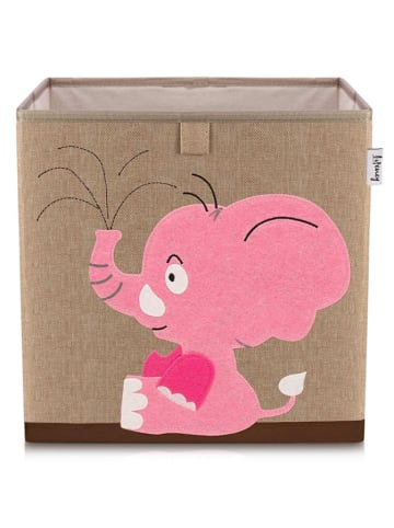 Lifeney Pudełko "Elephant" w kolorze jasnobrązowo-różowym - 33 x 33 x 33 cm