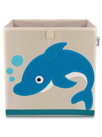 Lifeney Aufbewahrungsbox "Delfin" in Beige/ Blau - (B)33 x (H)33 x (T)33 cm