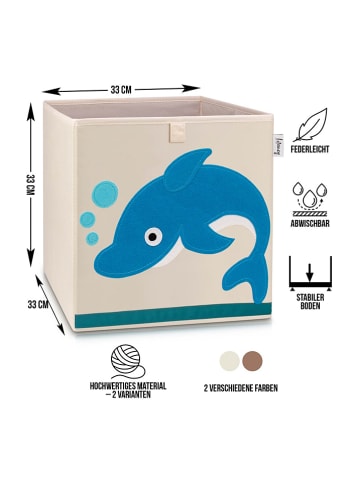 Lifeney Pudełko "Dolphin" w kolorze beżowo-niebieskim - 33 x 33 x 33 cm
