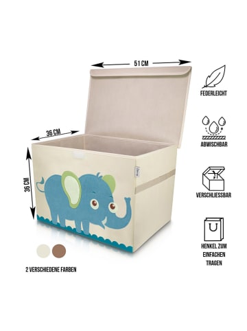 Lifeney Pudełko "Elephant" w kolorze beżowo-niebieskim - 51 x 36 x 36 cm