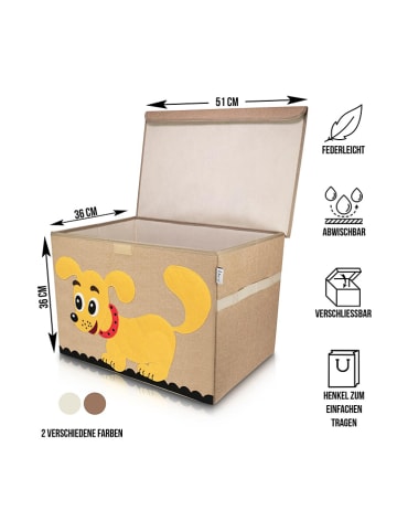 Lifeney Aufbewahrungsbox "Hund" in Hellbraun/ Gelb - (B)51 x (H)36 x (T)36 cm