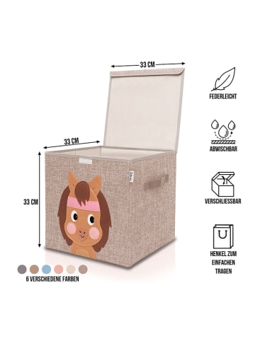 Lifeney Aufbewahrungsbox "Pferd" in Hellbraun/ Beige - (B)33 x (H)33 x (T)33 cm