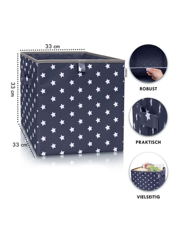 Lifeney Aufbewahrungsbox "Sterne" in Dunkelblau - (B)33 x (H)33 x (T)33 cm