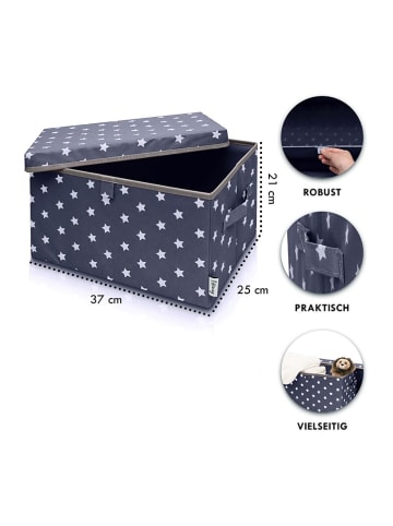 Lifeney 2er-Set: Aufbewahrungsboxen "Sterne" in Dunkelblau - (B)37 x (H)21 x (T)25 cm