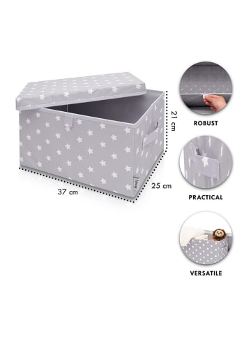 Lifeney 2er-Set: Aufbewahrungsboxen "Sterne" in Hellgrau - (B)37 x (H)21 x (T)25 cm