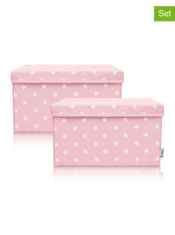 Lifeney 2er-Set: Aufbewahrungsboxen "Sterne" in Rosa - (B)37 x (H)21 x (T)25 cm