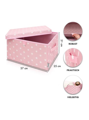 Lifeney 2er-Set: Aufbewahrungsboxen "Sterne" in Rosa - (B)37 x (H)21 x (T)25 cm
