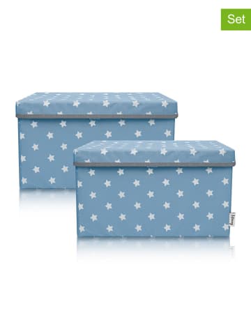 Lifeney Pudełka (2 szt.) "Stars" w kolorze turkusowym - 37 x 21 x 25 cm