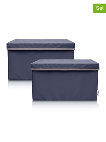 Lifeney 2er-Set: Aufbewahrungsboxen in Dunkelblau - (B)37 x (H)21 x (T)25 cm
