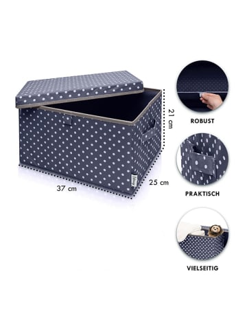 Lifeney 2er-Set: Aufbewahrungsboxen "Punkte" in Dunkelblau - (B)37 x (H)21 x (T)25 cm