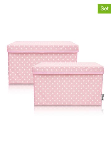 Lifeney 2er-Set: Aufbewahrungsboxen "Punkte" in Rosa - (B)37 x (H)21 x (T)25 cm