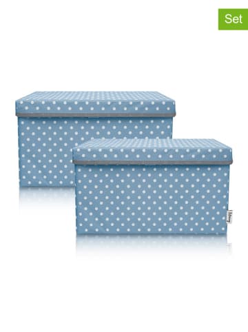 Lifeney Pudełka (2 szt.) "Dots" w kolorze turkusowym - 37 x 21 x 25 cm