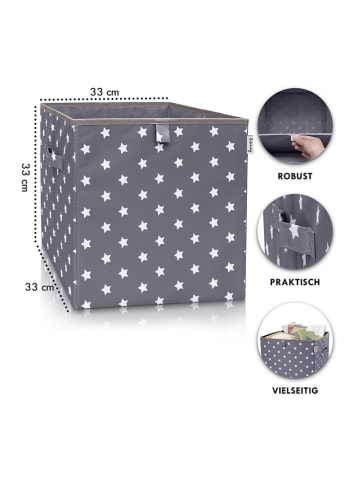Lifeney Aufbewahrungsbox "Sterne" in Anthrazit - (B)33 x (H)33 x (T)33 cm