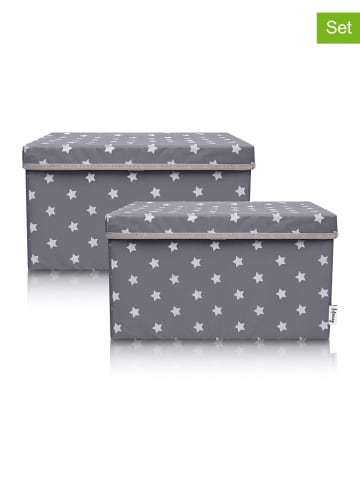 Lifeney 2er-Set: Aufbewahrungsboxen "Sterne" in Anthrazit - (B)37 x (H)21 x (T)25 cm