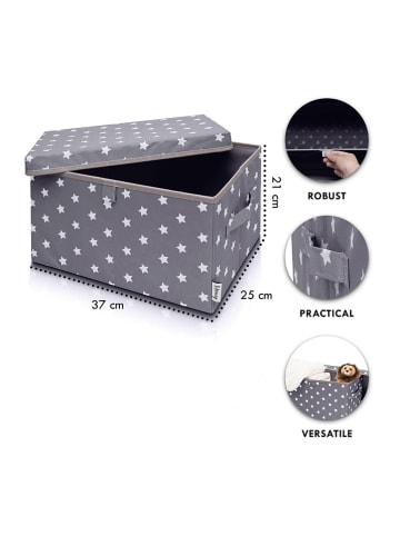 Lifeney 2er-Set: Aufbewahrungsboxen "Sterne" in Anthrazit - (B)37 x (H)21 x (T)25 cm