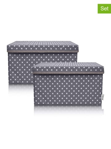 Lifeney 2er-Set: Aufbewahrungsboxen "Punkte" in Anthrazit - (B)37 x (H)21 x (T)25 cm