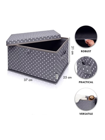Lifeney 2er-Set: Aufbewahrungsboxen "Punkte" in Anthrazit - (B)37 x (H)21 x (T)25 cm