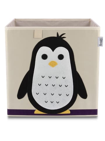 Lifeney Aufbewahrungsbox "Pinguin" in Beige/ Weiß - (B)33 x (H)33 x (T)33 cm