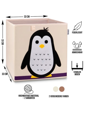 Lifeney Pudełko "Penguin" w kolorze beżowo-białym - 33 x 33 x 33 cm