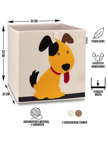 Lifeney Aufbewahrungsbox "Hund" in Beige/ Orange - (B)33 x (H)33 x (T)33 cm