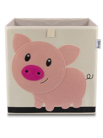 Lifeney Aufbewahrungsbox "Schwein" in Beige/ Rosa - (B)33 x (H)33 x (T)33 cm
