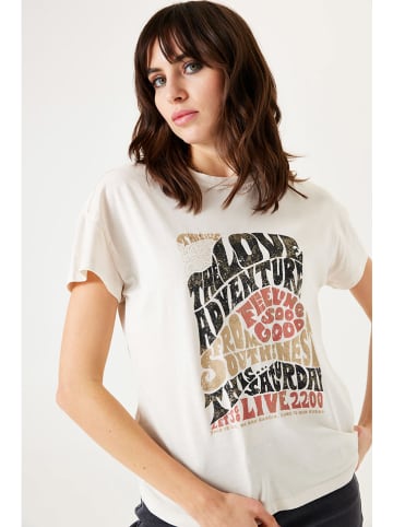 Garcia Koszulka w kolorze kremowo-czarnym