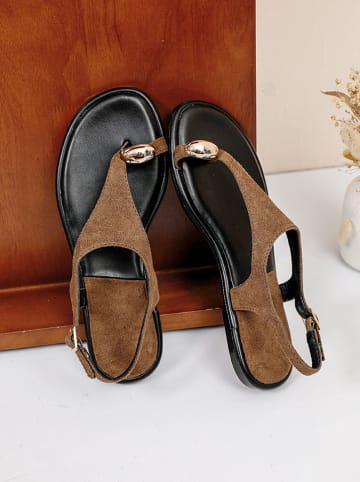 Sixth Sens Sandały w kolorze brązowym